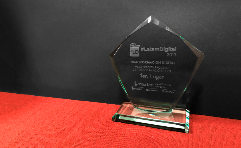 Trofeo: "Primer lugar en Mejor País en Procesos de Transformación Digital" 