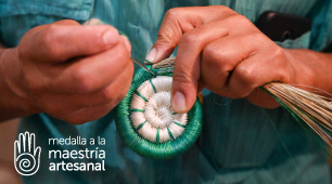 Foto de detalle de la técnica de cestería en rollo de Guacamayas, Boyacá