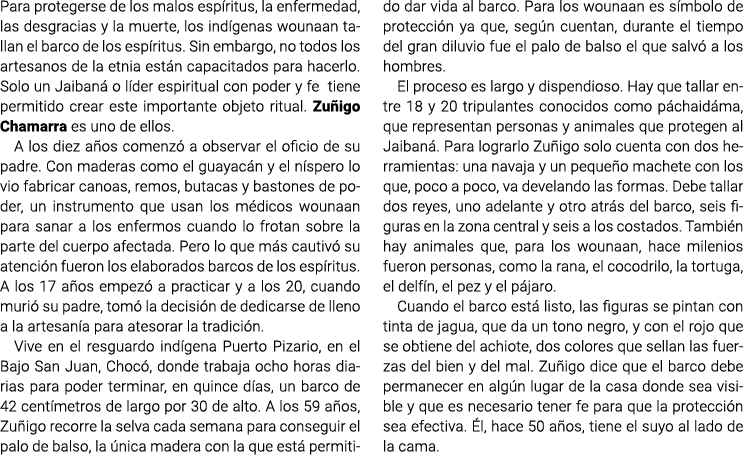 Para protegerse de los malos espíritus, la enfermedad, las desgracias y la muerte, los indígenas wounaan tallan el ba...