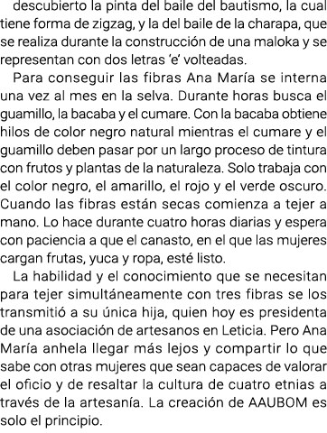 descubierto la pinta del baile del bautismo, la cual tiene forma de zigzag, y la del baile de la charapa, que se real...