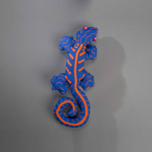 LAGARTIJA, TELA POPELINA, AZUL NARANJA